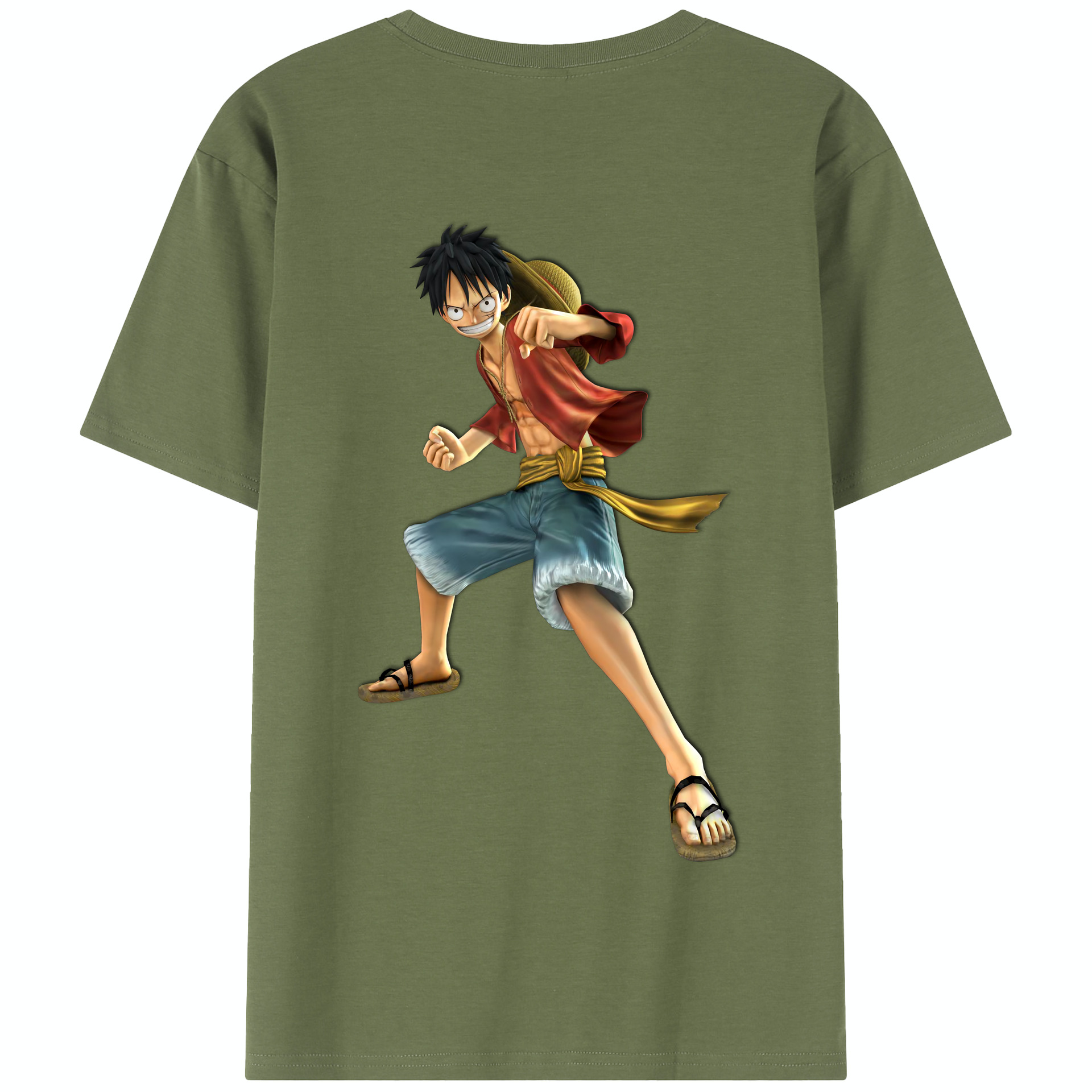 ワンピース モンキー・D・ルフィ ONE PIECE Monkey D. Luffy 綿100％半袖Tシャツ（背面プリント）